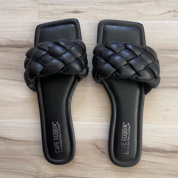 Cape Robbin Shoes - Cape Robbin Black Braided Slide Sandals - Women's Slip-On Slides